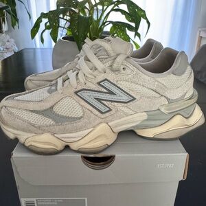 New Balance 9060 Off-White and Light Gray Sneakers